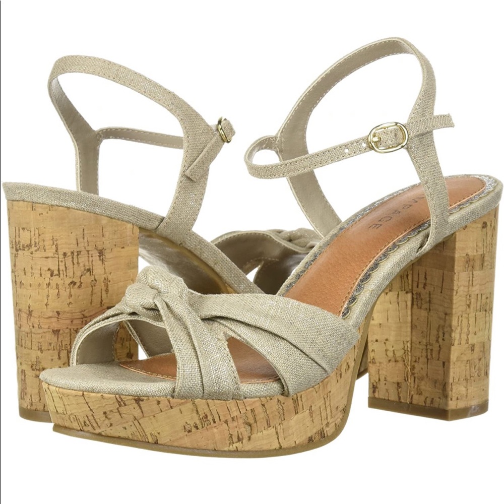 Linen chunky heel sandals 👡 NEW💕🔥